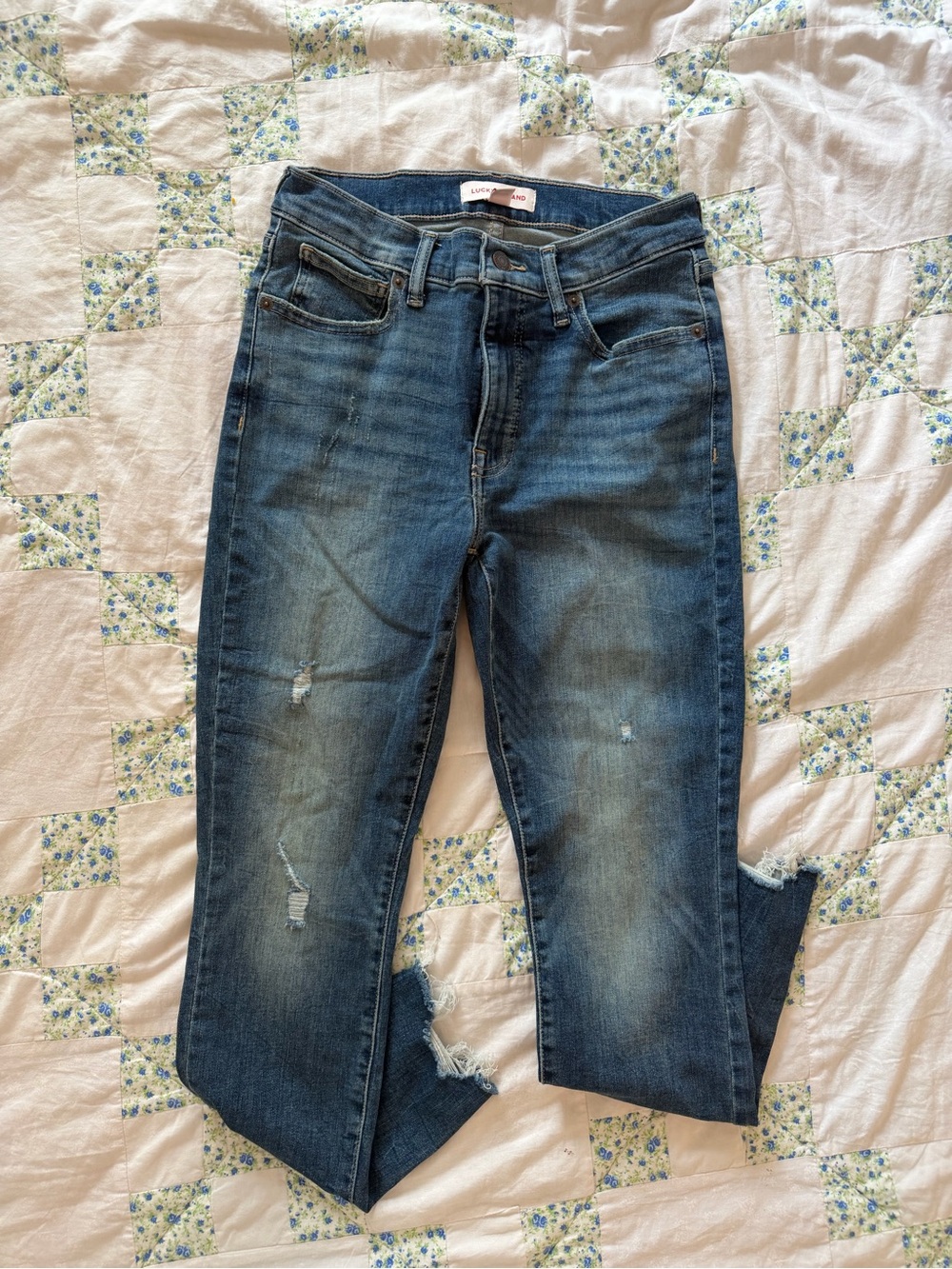 Lucky Brand Blue Skinny Distressed Jeans